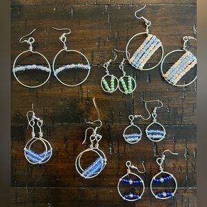 Elegant Silver and Blue Beaded Earrings Set